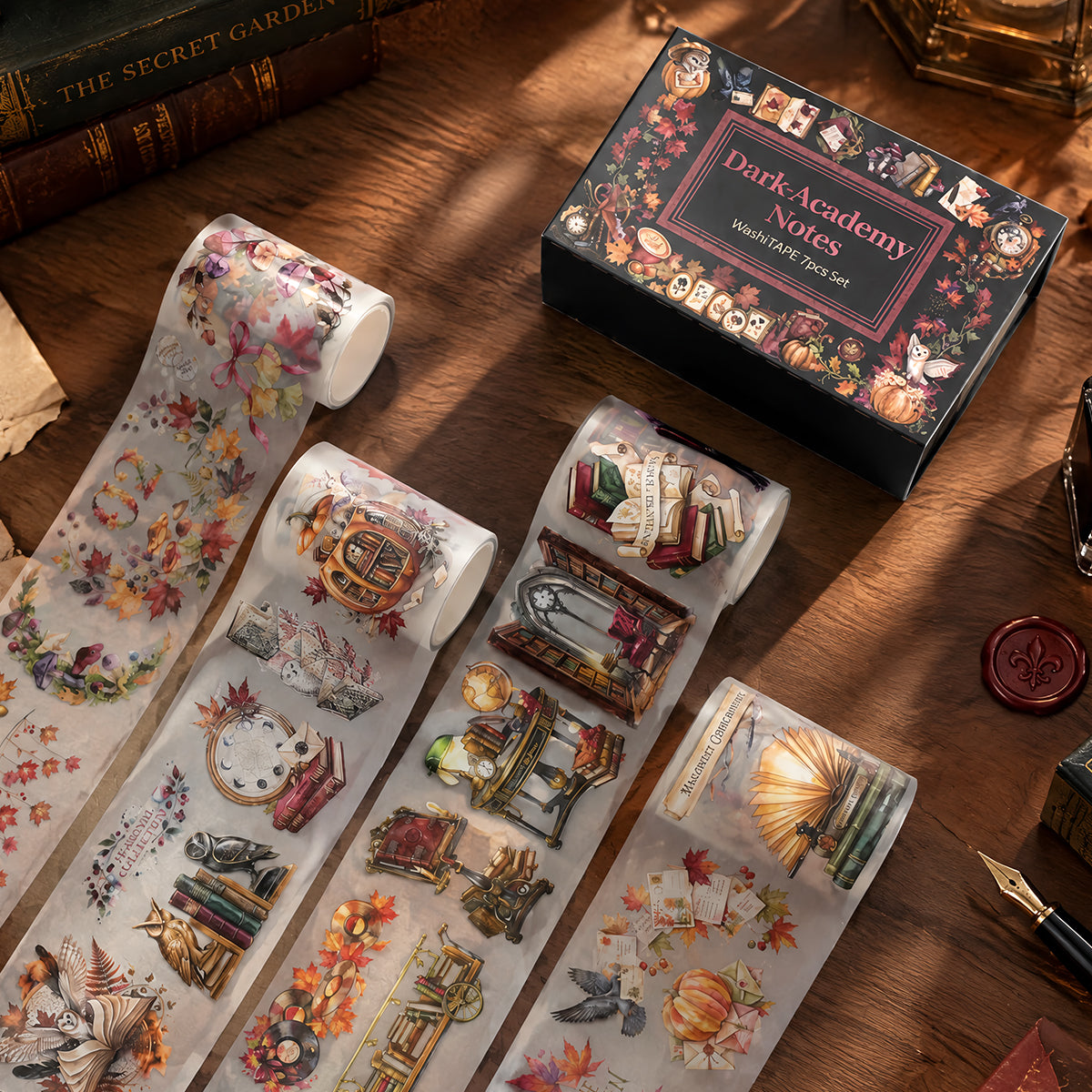Dark Academy Note Pre-cut Tape Set Box