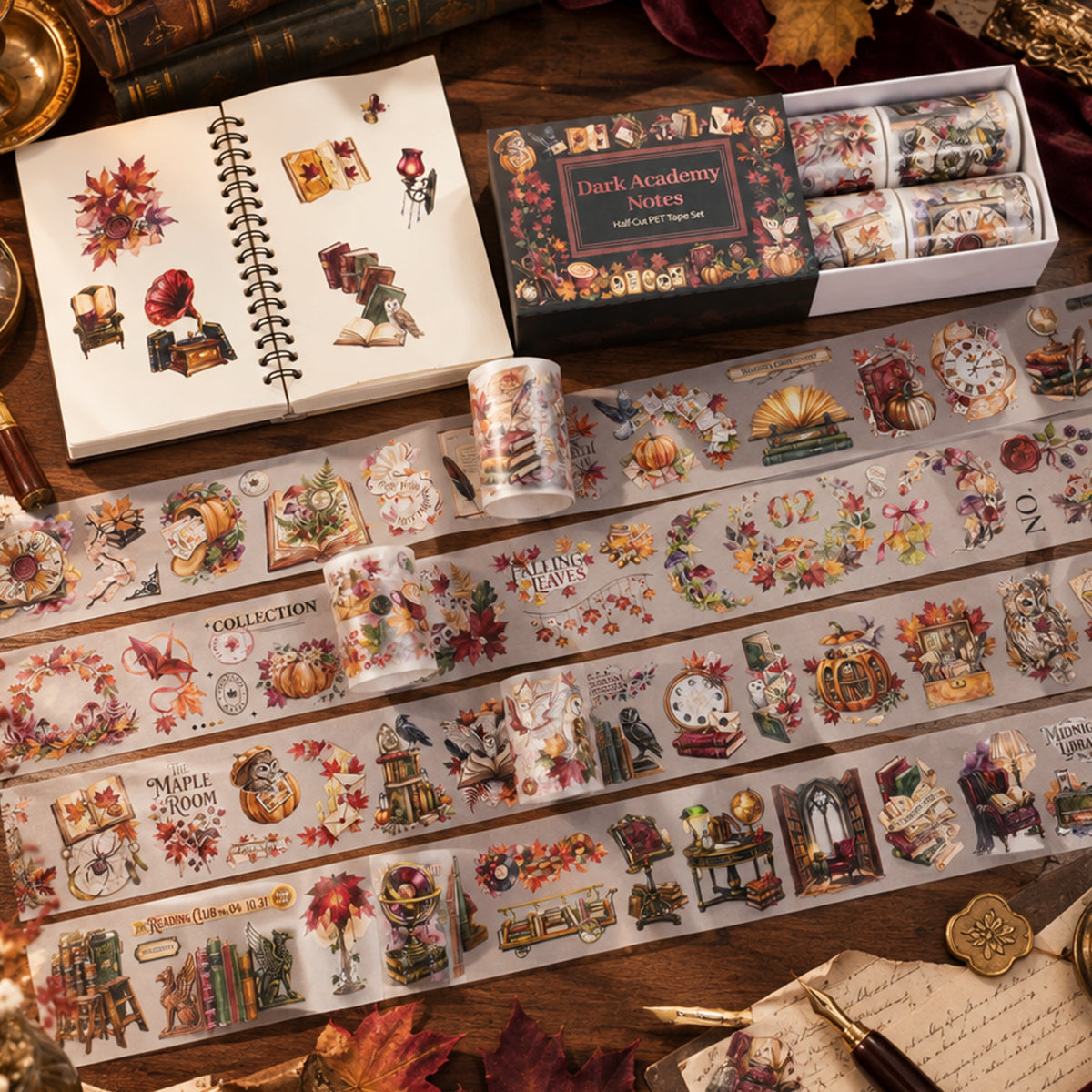Dark Academy Note Pre-cut Tape Set Box