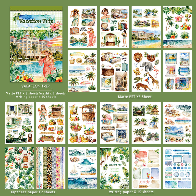 Vintage Sticker Book Vol.26 - Vacation Trip for journaling and scrapbooking