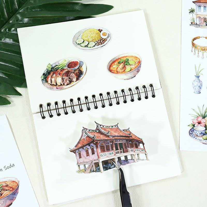 Vintage Sticker Book Vol.27 - My Garden City Tour for journaling and scrapbooking