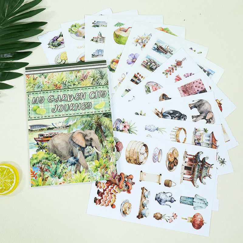 Vintage Sticker Book Vol.27 - My Garden City Tour for journaling and scrapbooking
