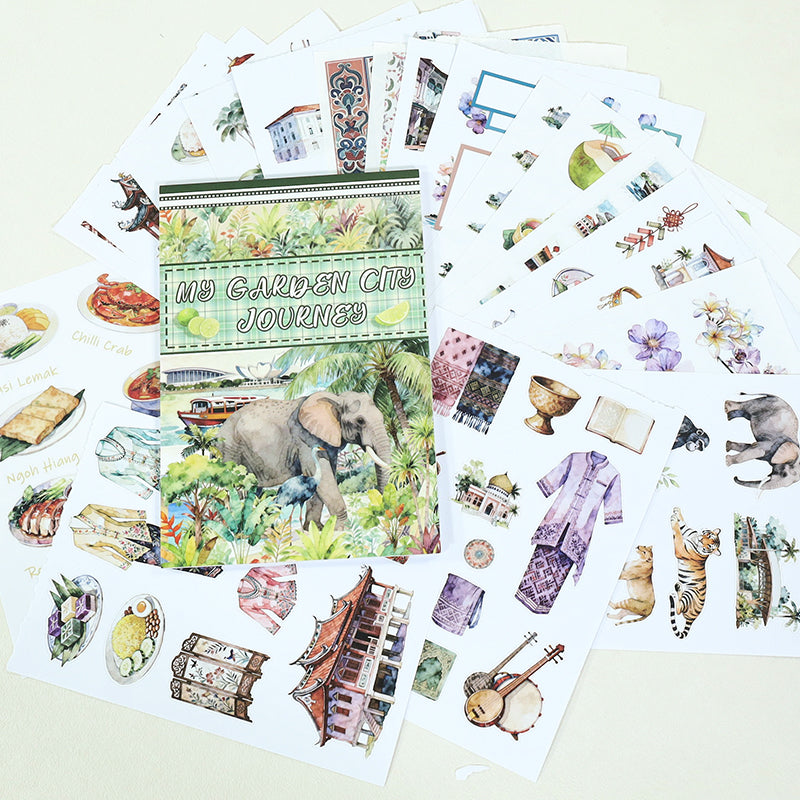Vintage Sticker Book Vol.27 - My Garden City Tour for journaling and scrapbooking