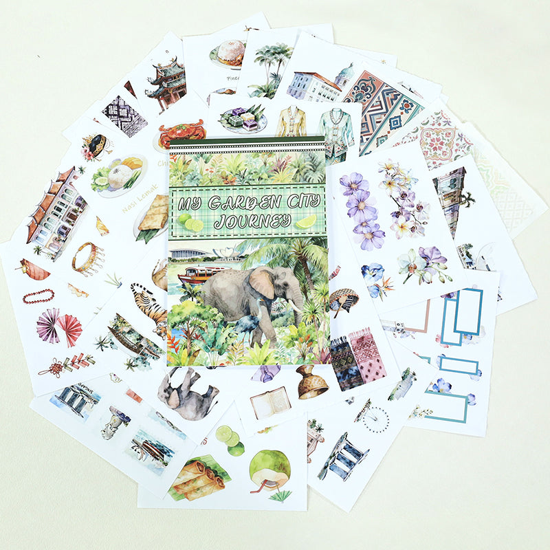 Vintage Sticker Book Vol.27 - My Garden City Tour for journaling and scrapbooking