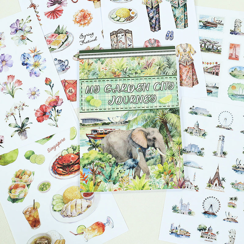 Vintage Sticker Book Vol.27 - My Garden City Tour for journaling and scrapbooking