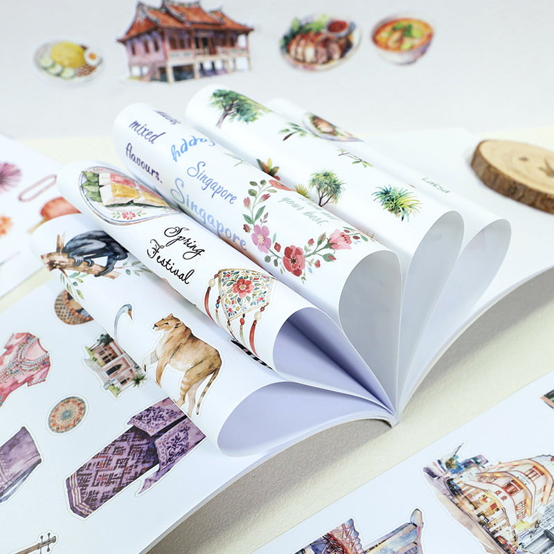 Vintage Sticker Book Vol.27 - My Garden City Tour for journaling and scrapbooking