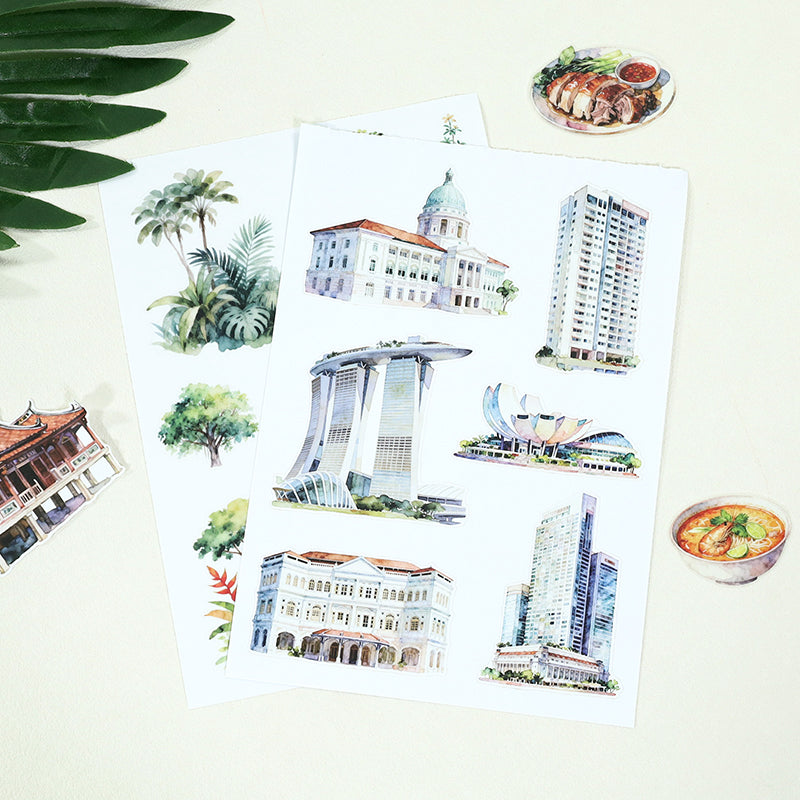 Vintage Sticker Book Vol.27 - My Garden City Tour for journaling and scrapbooking