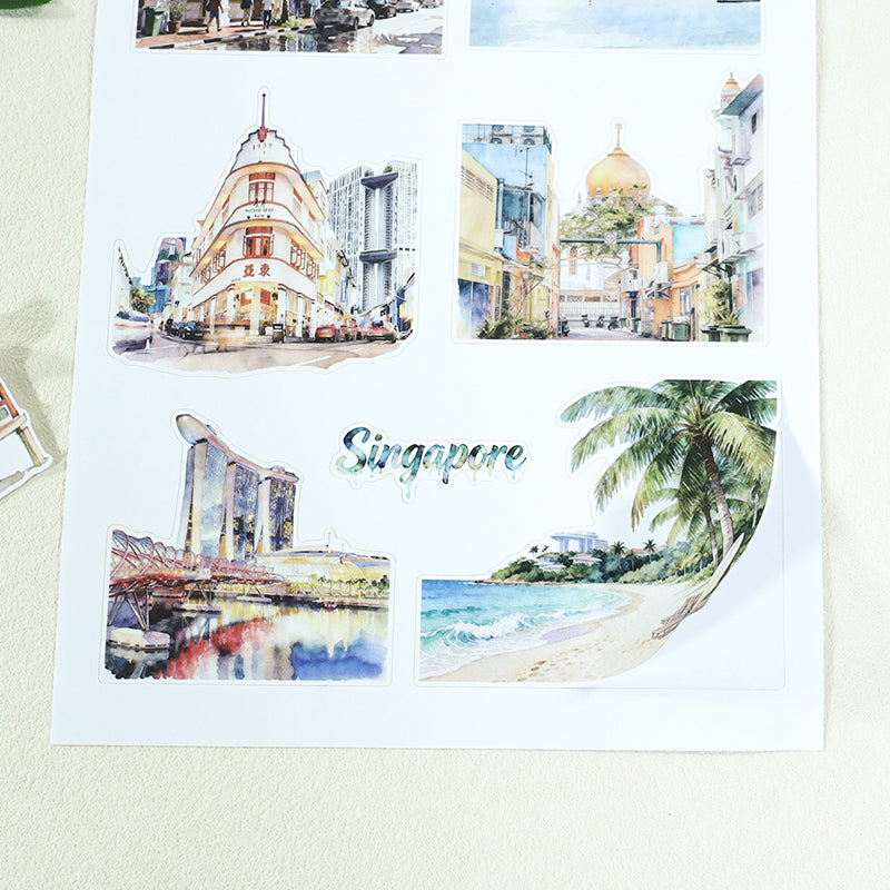 Vintage Sticker Book Vol.27 - My Garden City Tour for journaling and scrapbooking