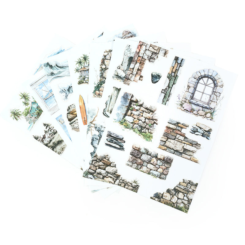 Vintage Sticker Book Vol.26 - The Veiled Shoreline for journaling and scrapbooking