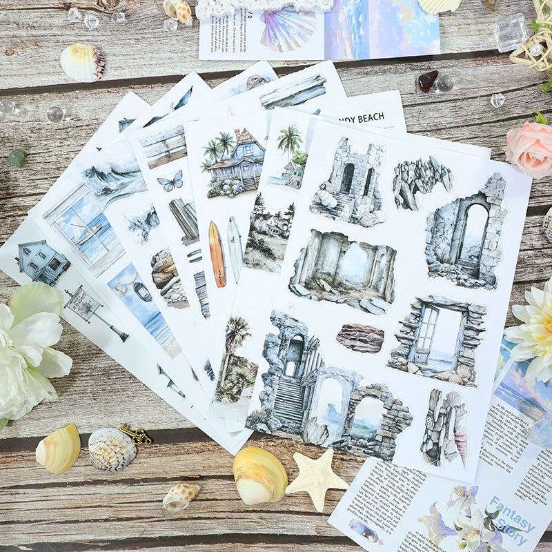 Vintage Sticker Book Vol.26 - The Veiled Shoreline for journaling and scrapbooking