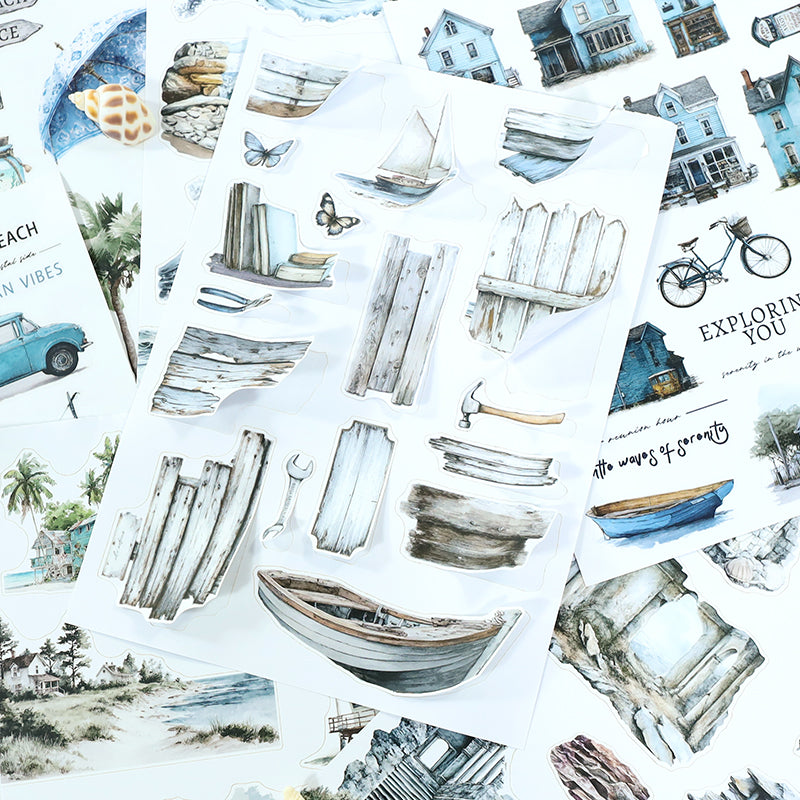 Vintage Sticker Book Vol.26 - The Veiled Shoreline for journaling and scrapbooking