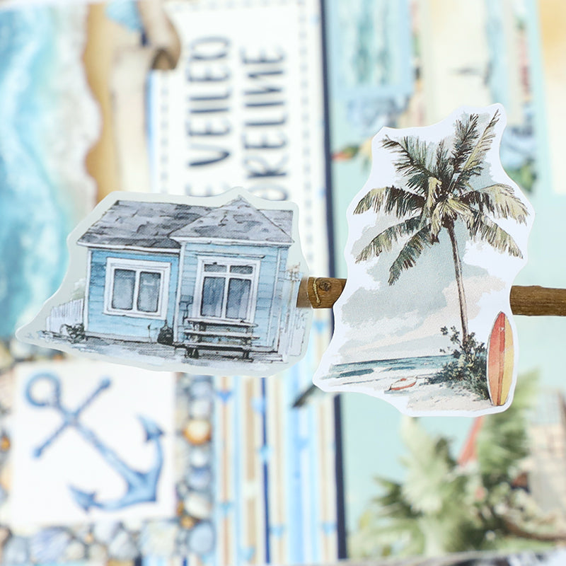 Vintage Sticker Book Vol.26 - The Veiled Shoreline for journaling and scrapbooking