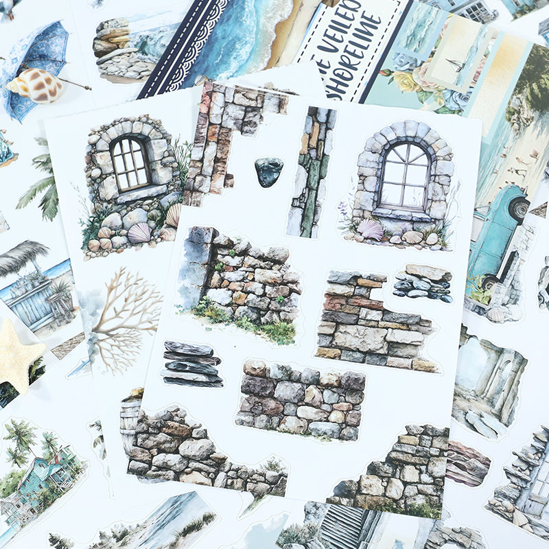 Vintage Sticker Book Vol.26 - The Veiled Shoreline for journaling and scrapbooking