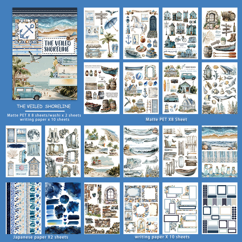 Vintage Sticker Book Vol.26 - The Veiled Shoreline for journaling and scrapbooking