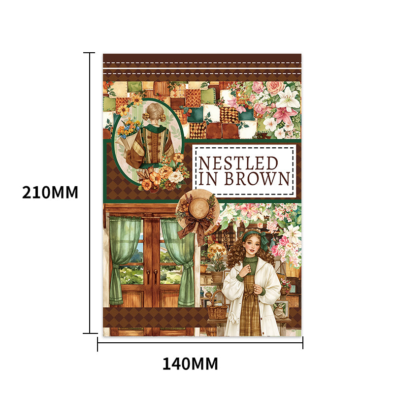 Vintage Sticker Book Vol.26 - Nestled in Brown for journaling and scrapbooking