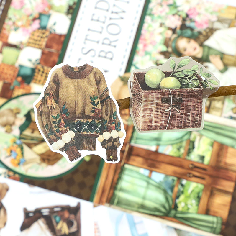 Vintage Sticker Book Vol.26 - Nestled in Brown for journaling and scrapbooking