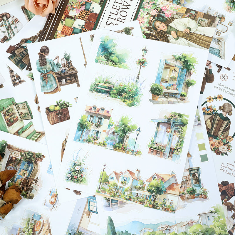 Vintage Sticker Book Vol.26 - Nestled in Brown for journaling and scrapbooking
