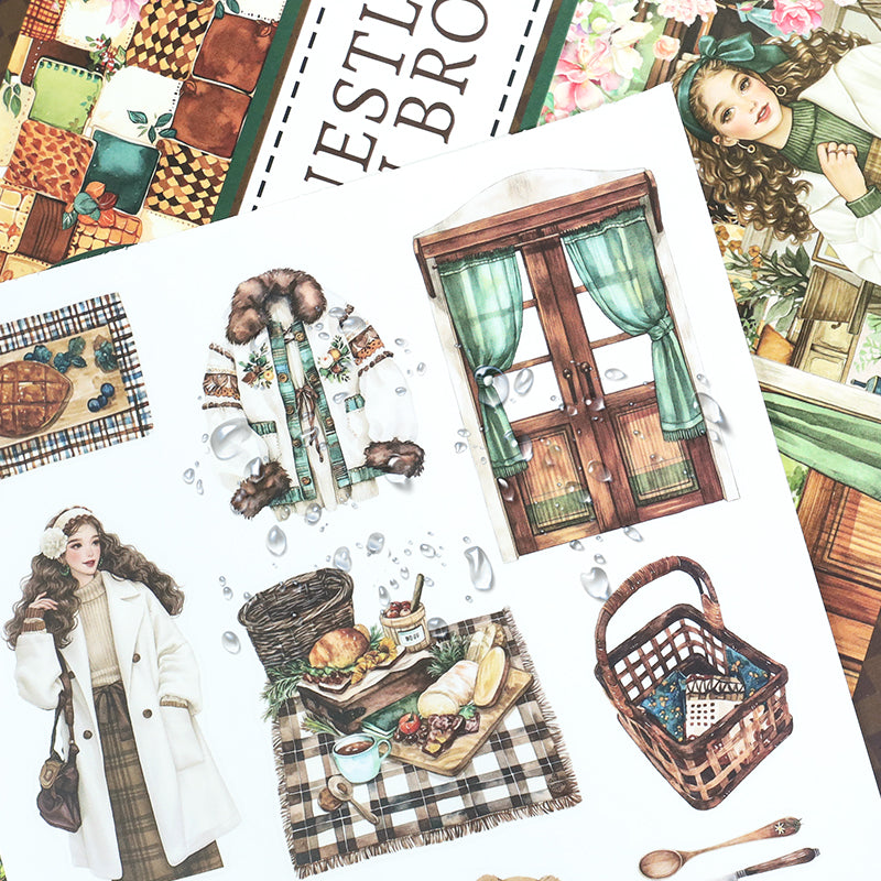Vintage Sticker Book Vol.26 - Nestled in Brown for journaling and scrapbooking