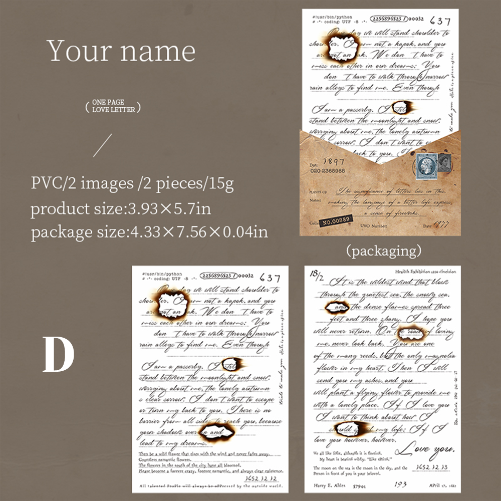 One Page Love Letter Transfer Sticker