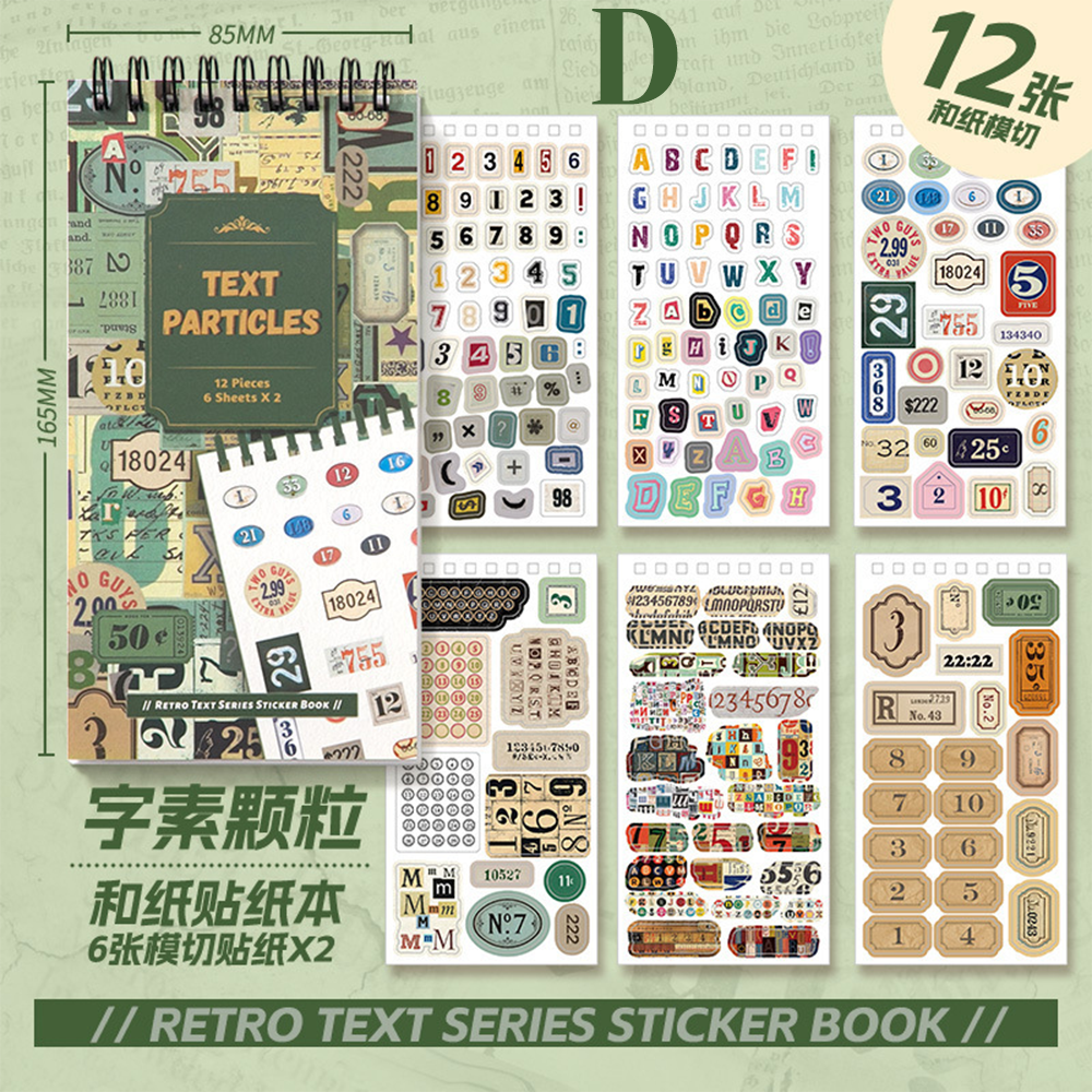 Vintage Text Pre-cut Sticker Book