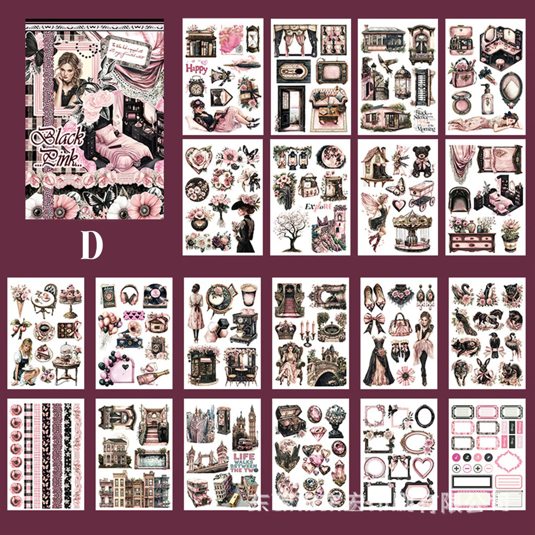 Vintage Sticker Book Vol.17 - Black Pink