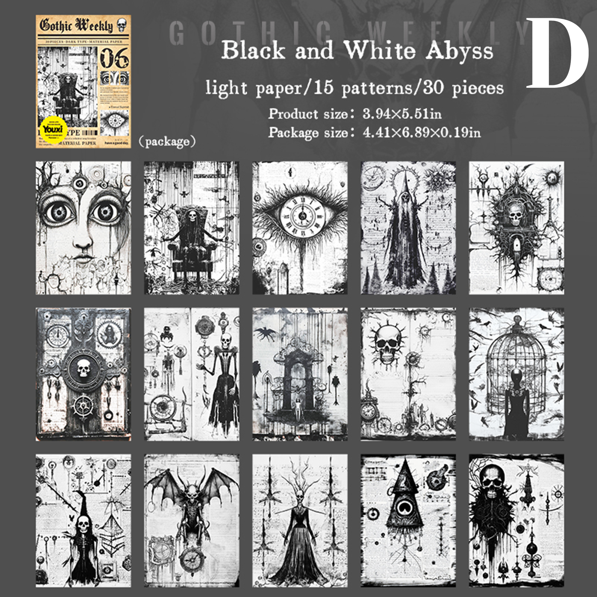 Gothic Weekly Scrapbooking Paper