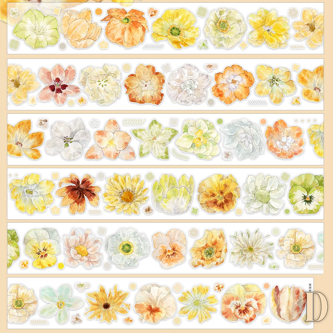 NEW Studio Flowers Pre-cut PET Tape（4 Style）（Whole Roll）