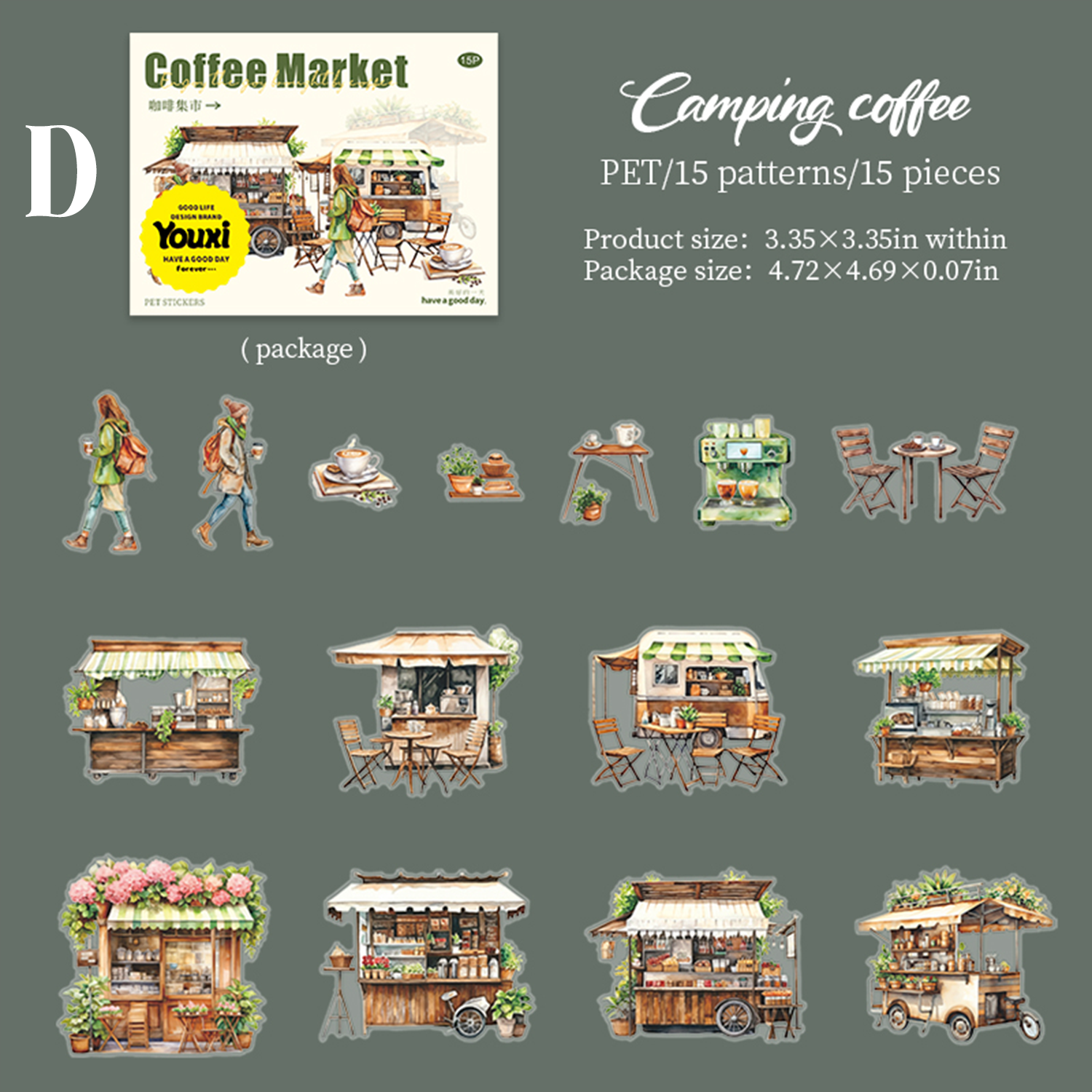 Coffee Market PET Sticker