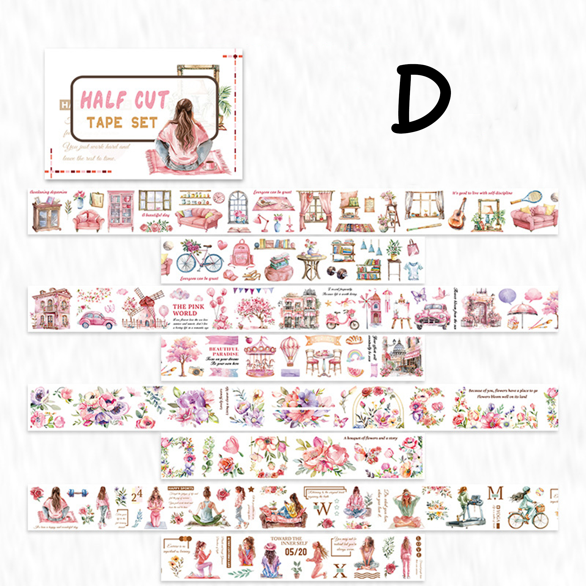 Pre-cut PET & Washi Tape Set ( 10 Styles)