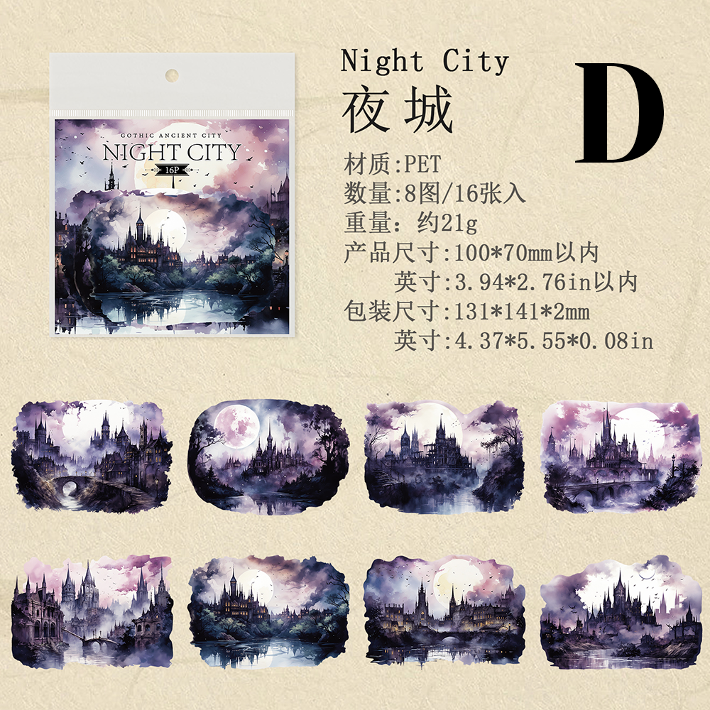 Gothic Ancient City PET Stickers