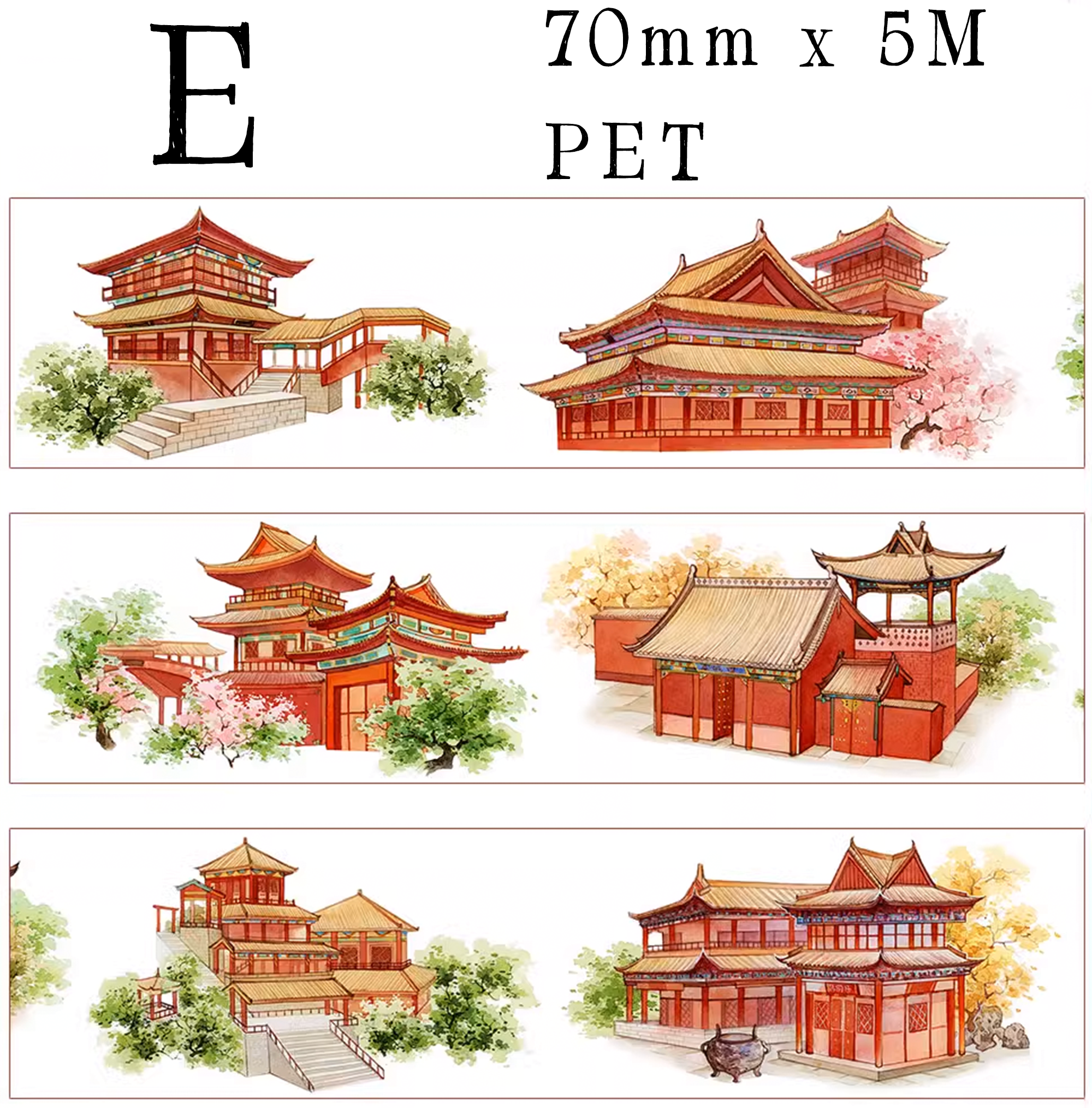 【ZERO】Ancient Chinese Figures & Construction Tape(42 Styles)(Whole Roll Tape)