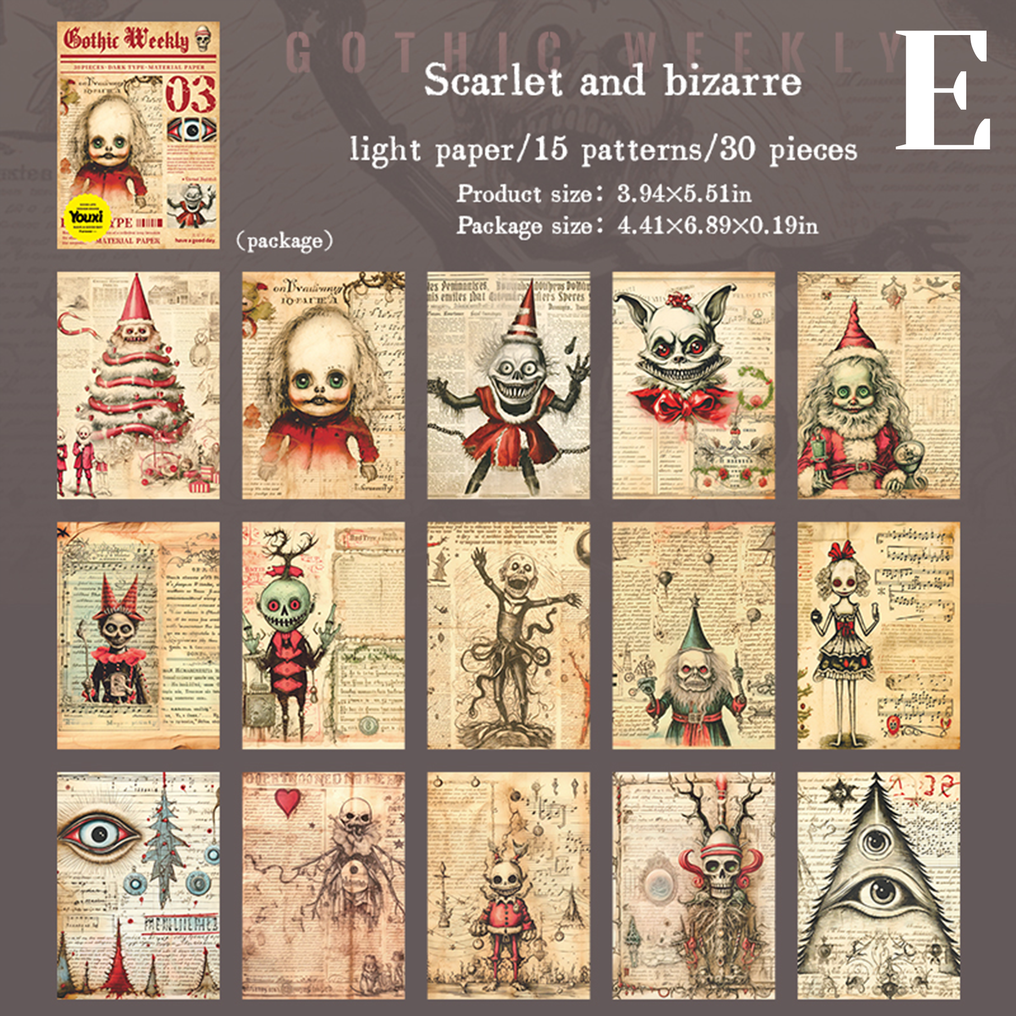 Gothic Weekly Scrapbooking Paper