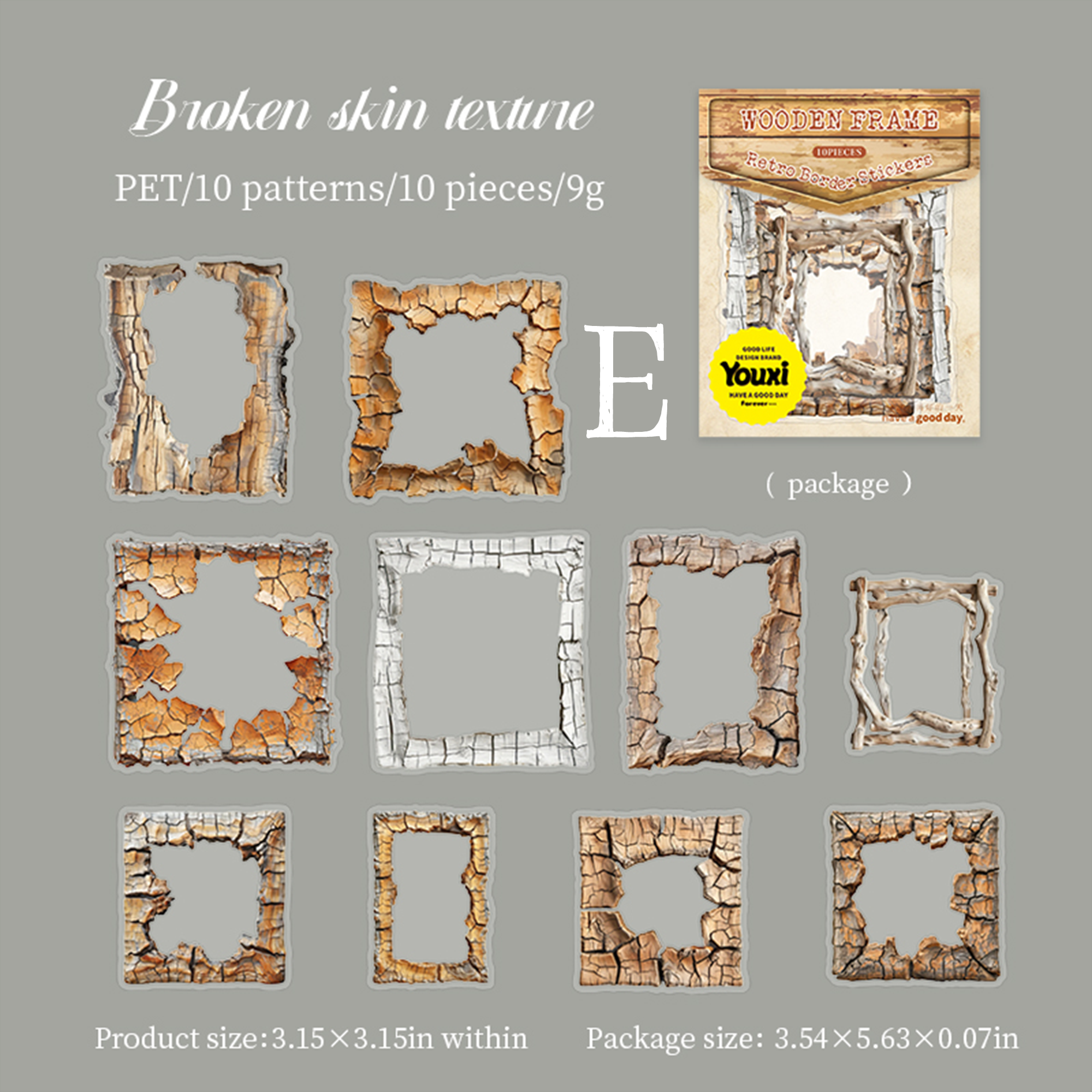Forest Language Wooden Frame PET Sticker