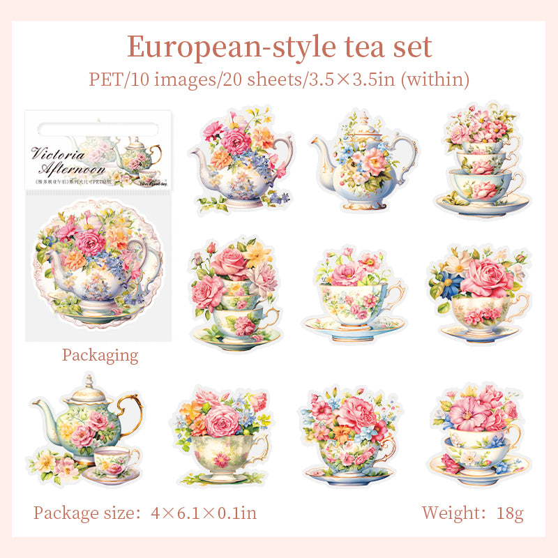 Floral Tea Set PET Stickers