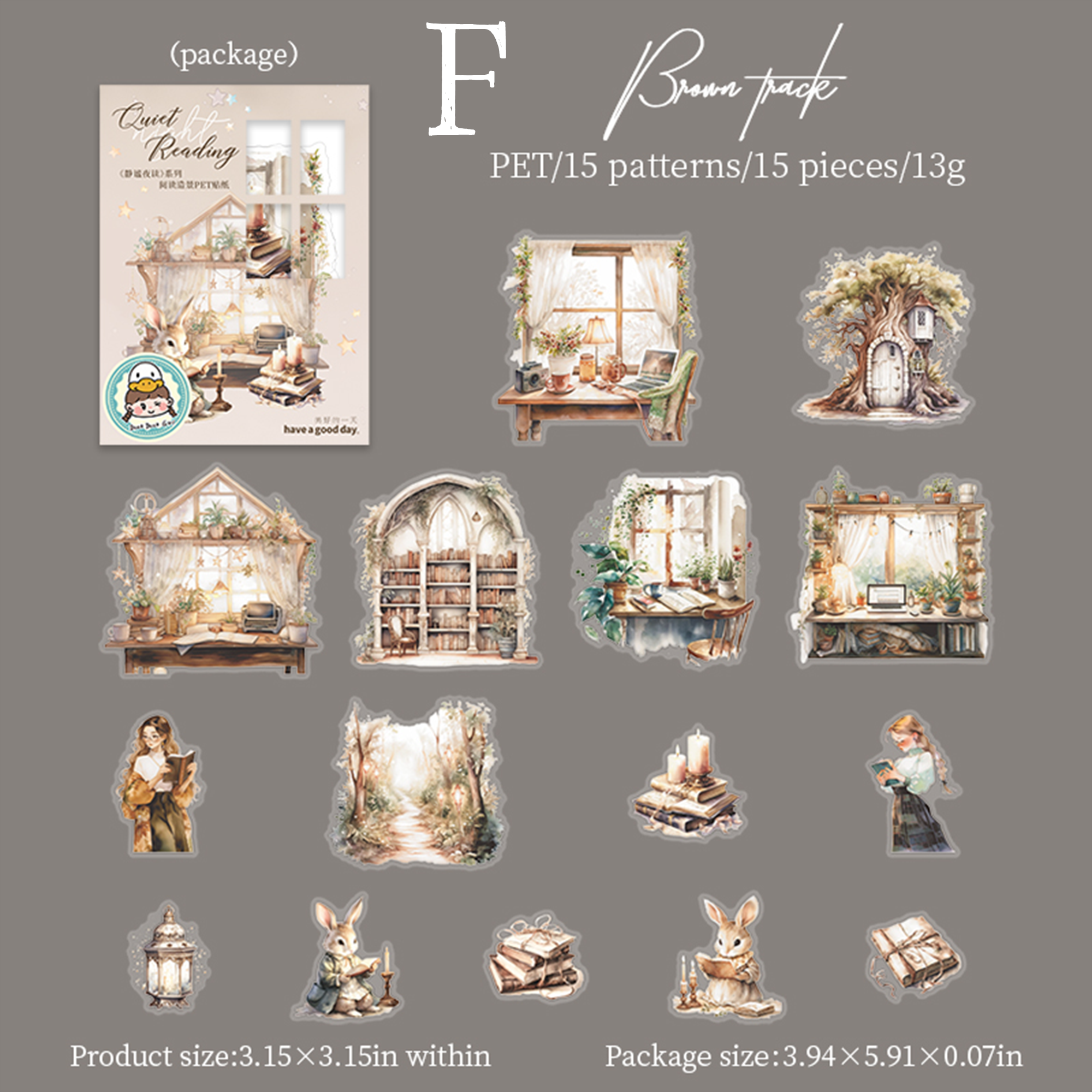 Quiet Night Reading PET Sticker