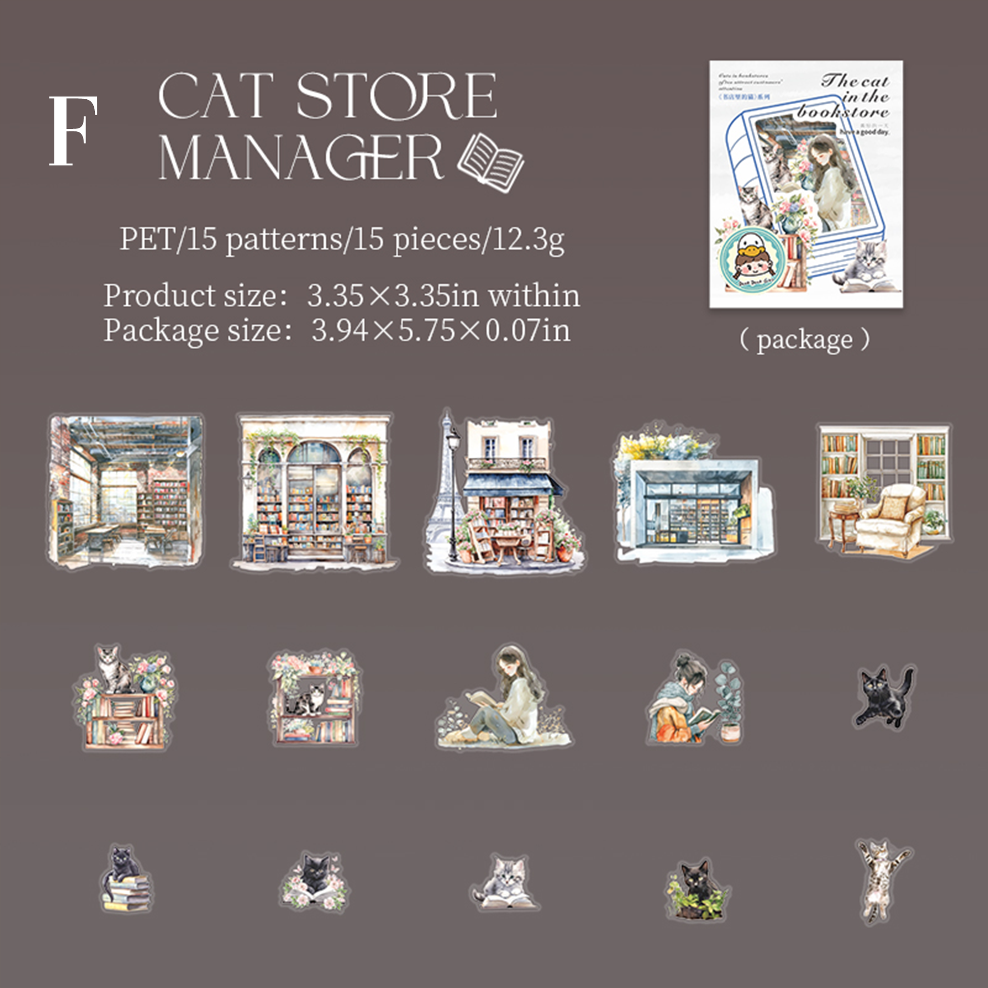 The Cat in The Bookstore PET Sticker