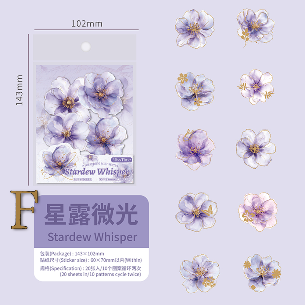 Gold-Foiled Flower PET Stickers