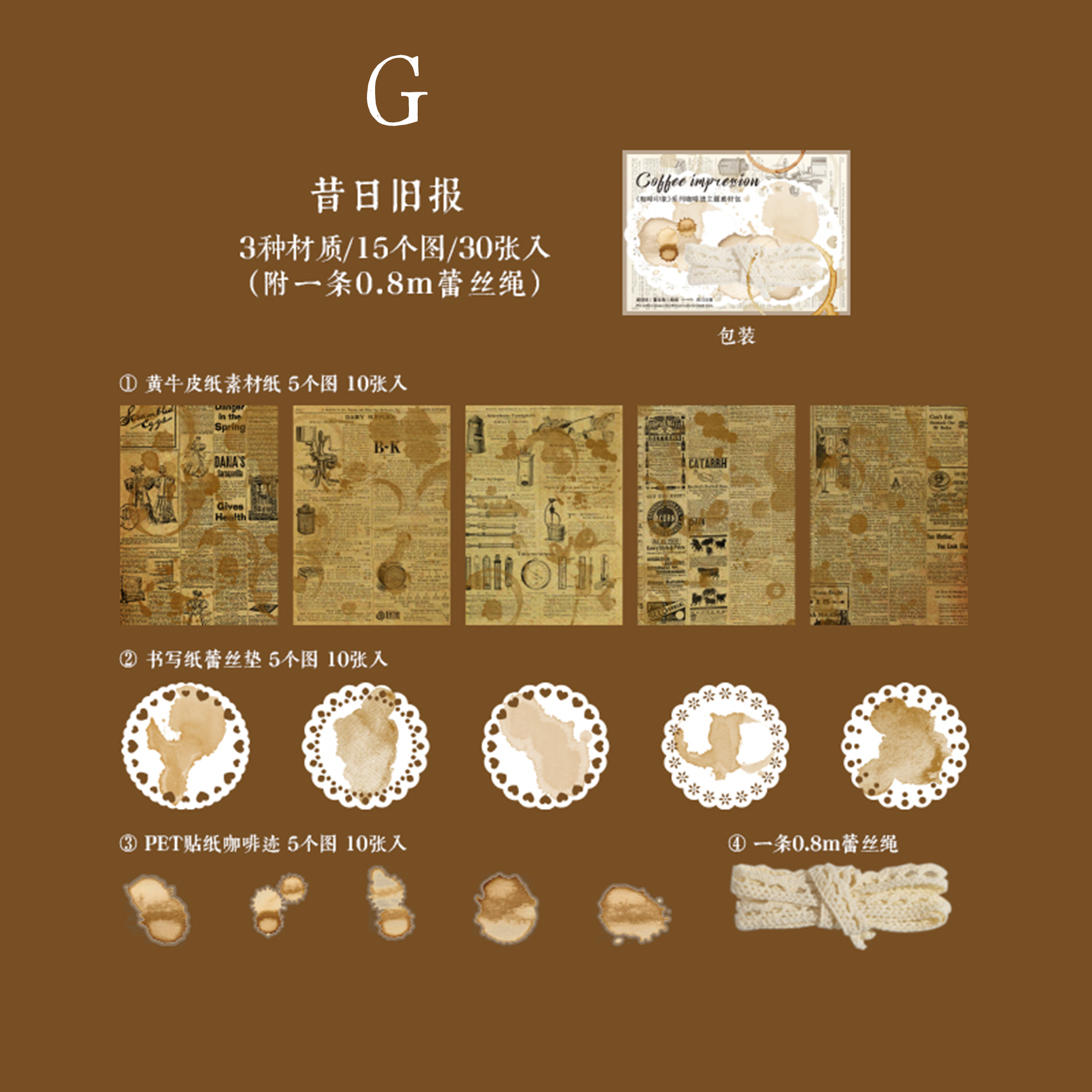 Coffee Impression Scrapbooking Paper & Sticker