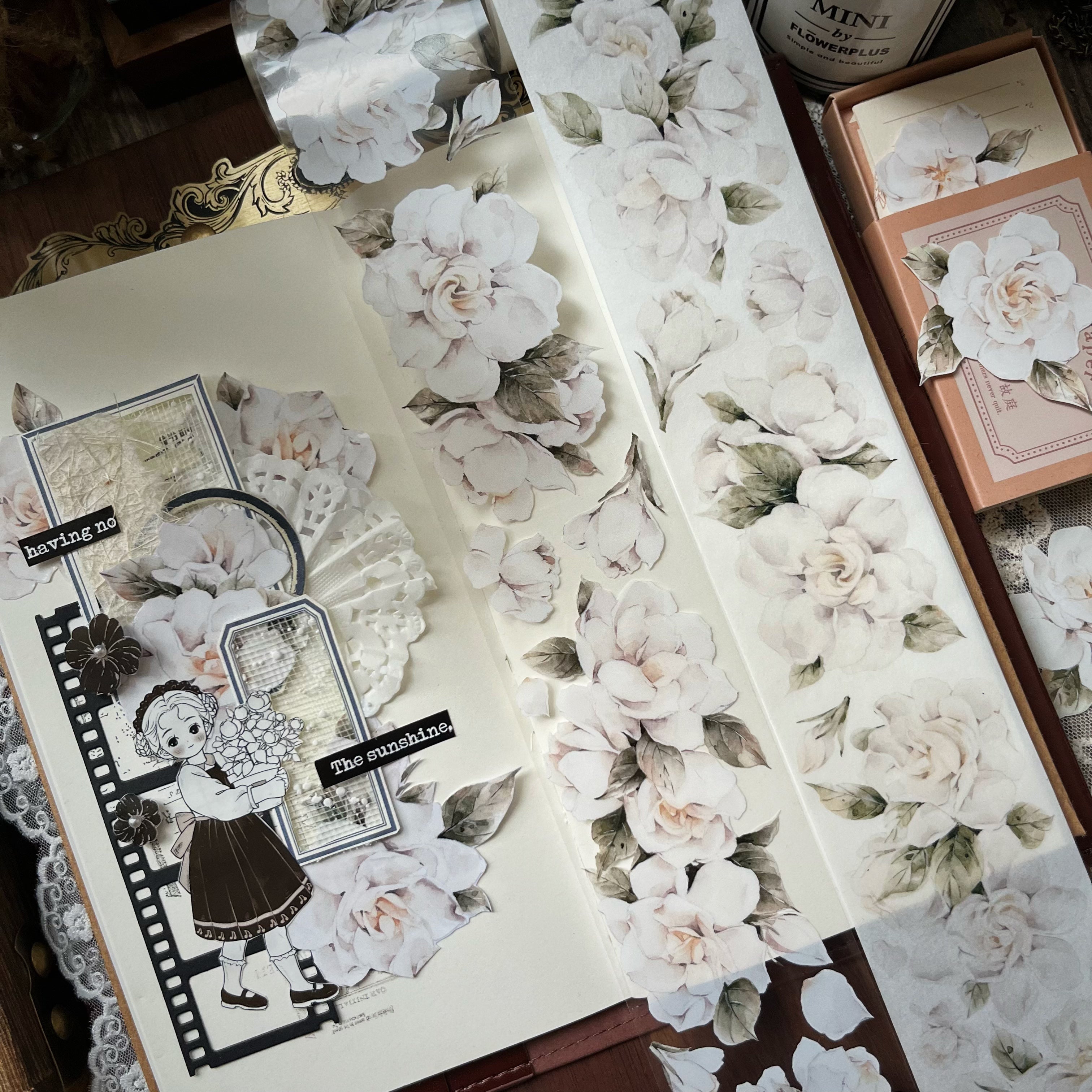 Vintage Gardenia Washi/PET Tape (5.5cm*100cm)