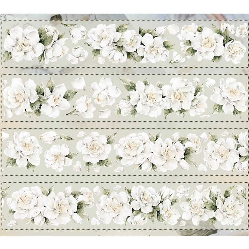 Vintage Gardenia Washi/PET Tape (5.5cm*100cm) for journaling and scrapbooking