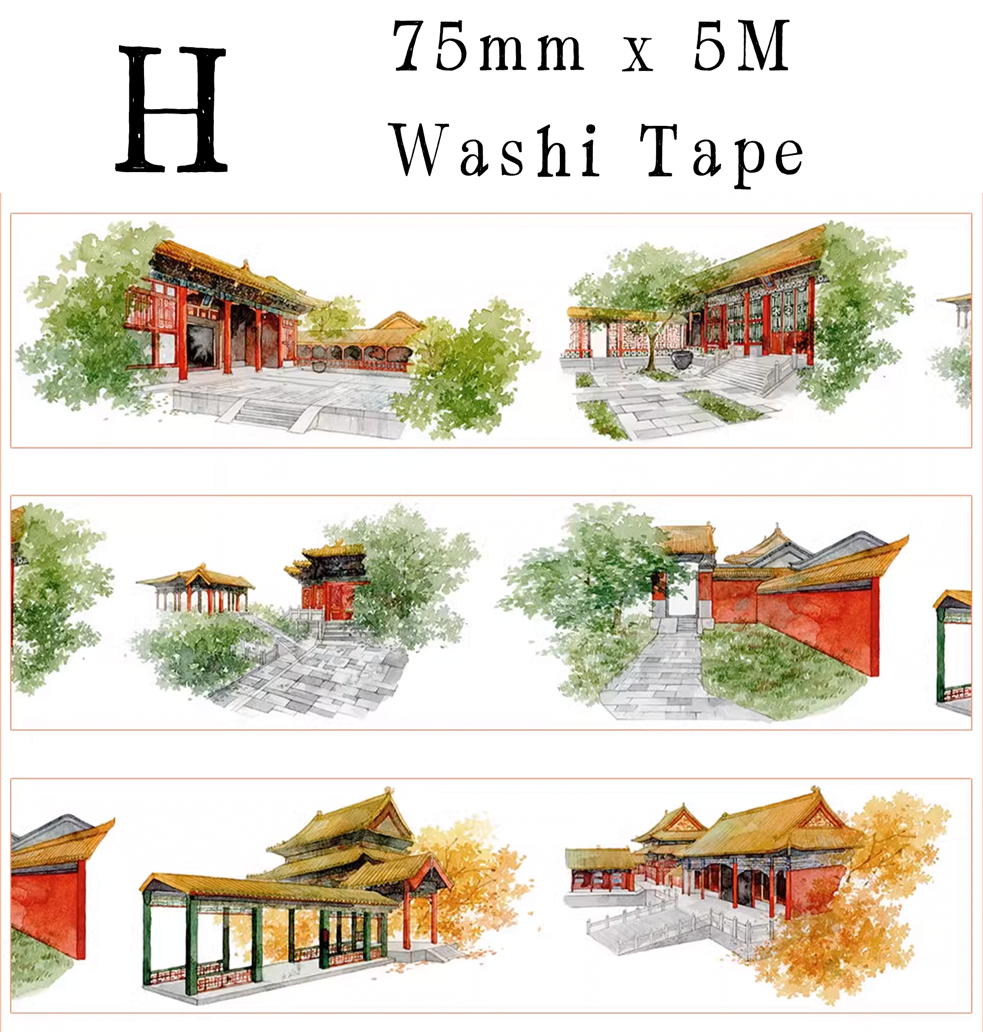 【ZERO】Ancient Chinese Figures & Construction Tape(42 Styles)(Whole Roll Tape)