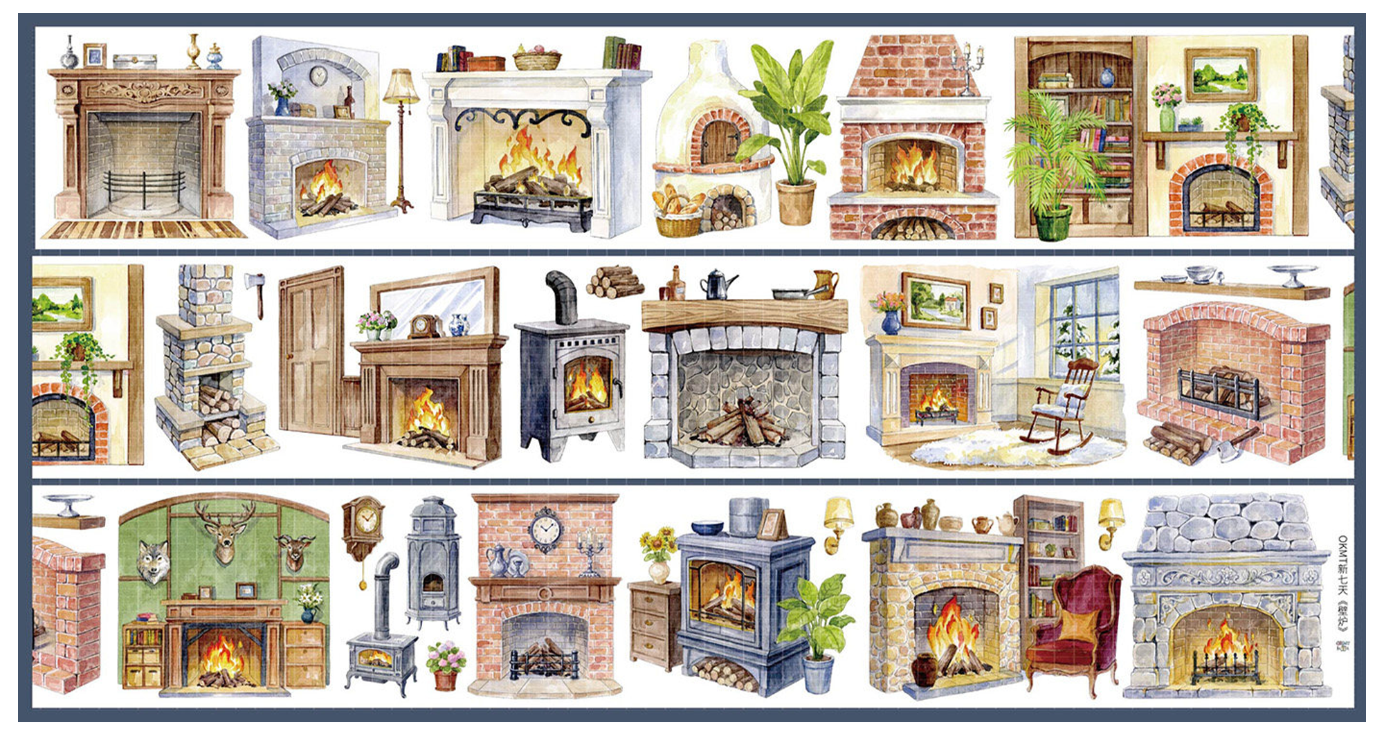 【OKTM】Warm Fireplace PET Tape