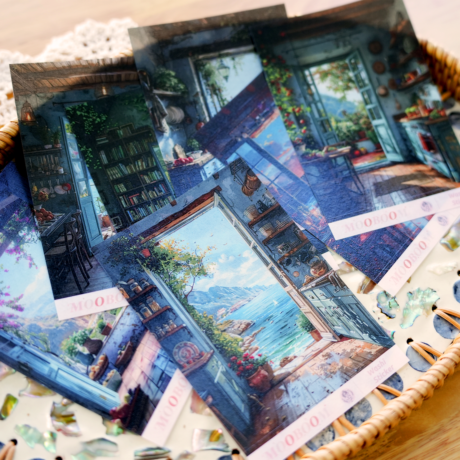  Landscape scenery and paper stickers for journaling and scrapbooking 