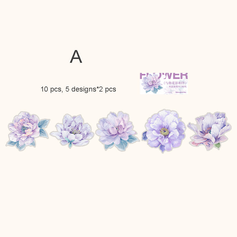 Flowers and Shadows PET Sticker 10pcs