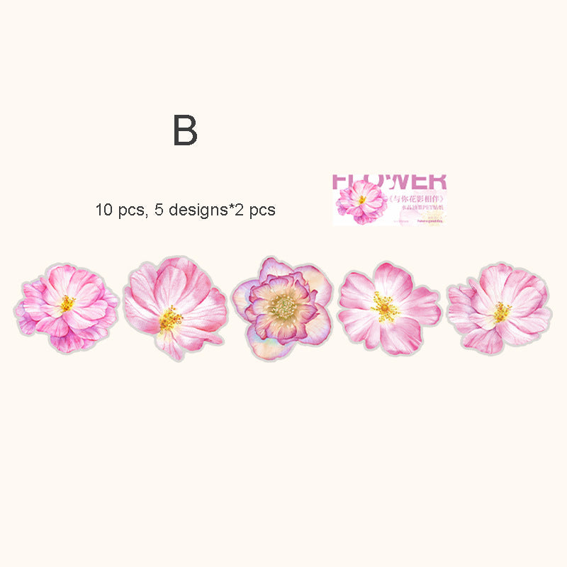 Flowers and Shadows PET Sticker 10pcs