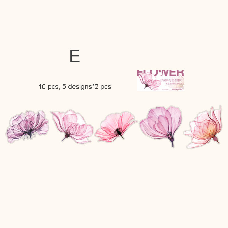 Flowers and Shadows PET Sticker 10pcs