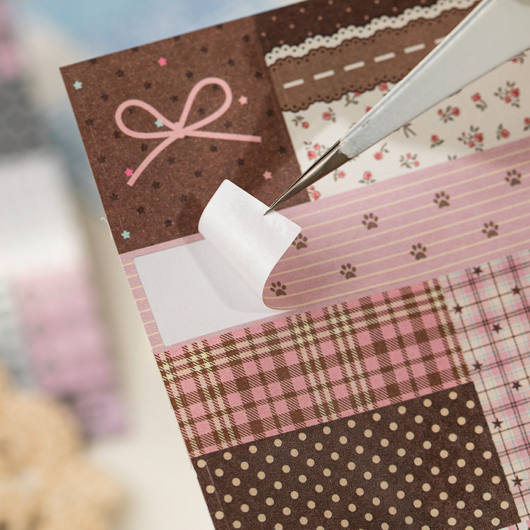 Half-Sugar Diary Patchwork Pattern Die-Cut Sticker Book