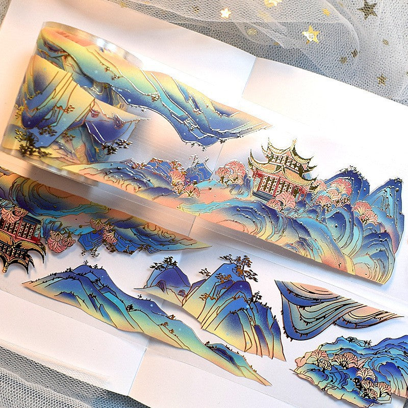 Mountains and Sea Hot Stamping Scrapbook Junk Journal PET Tape