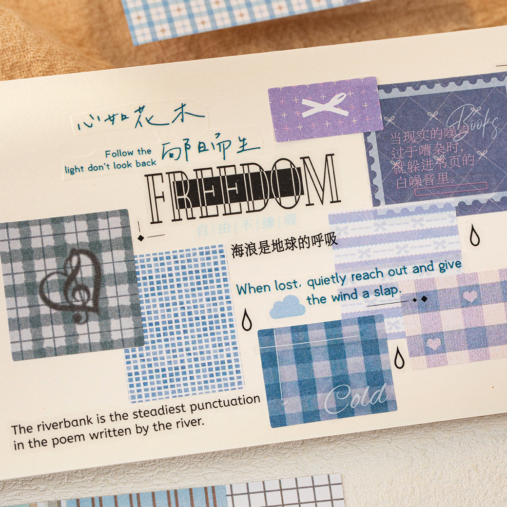 Half-Sugar Diary Patchwork Pattern Die-Cut Sticker Book
