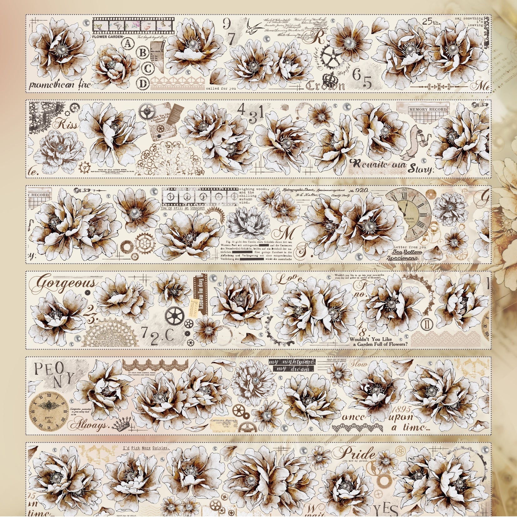 Old Time Retro Big Flower Tape (6cm*200cm)