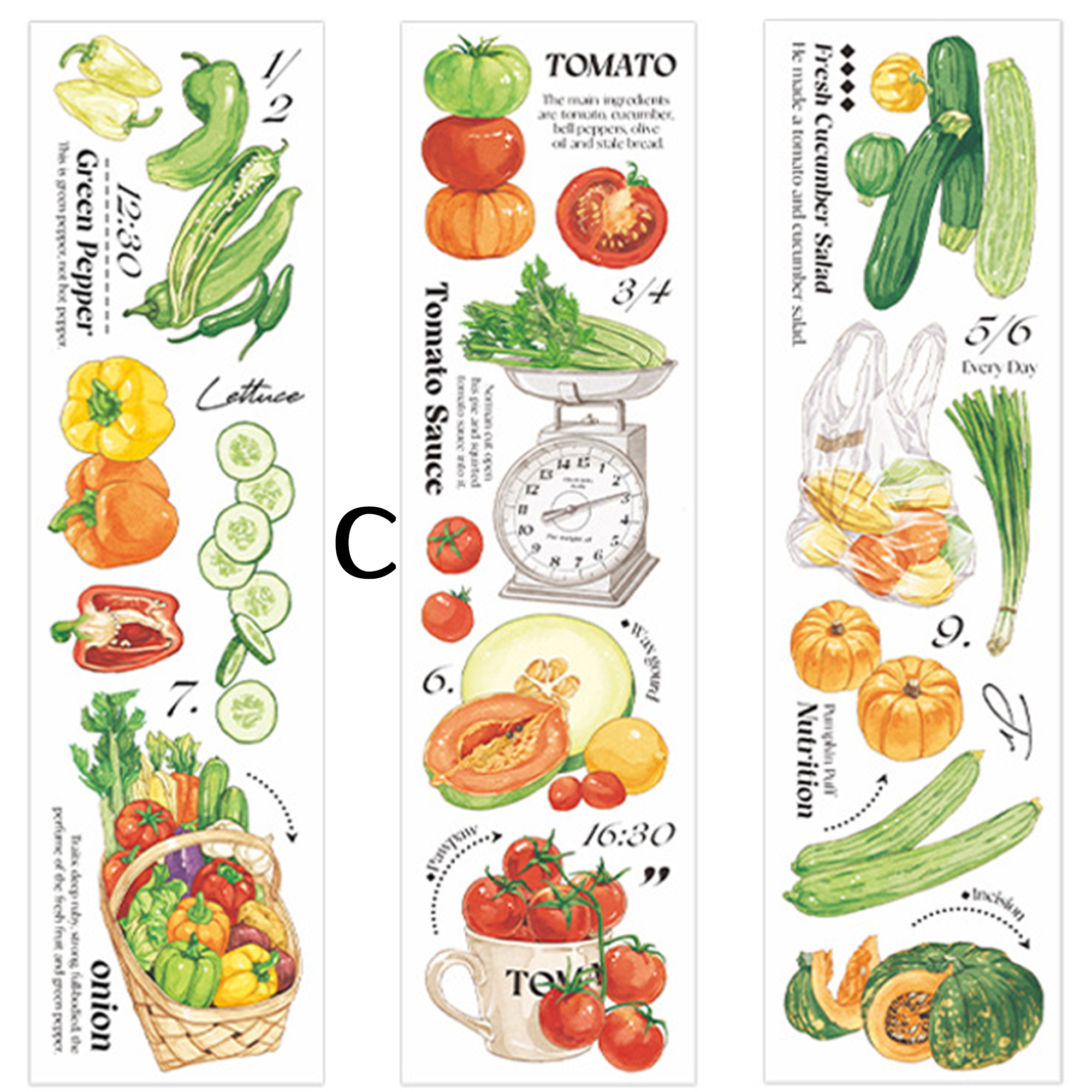 Vegetable and Fruit Scrapbook Journal PET Tape Sticker